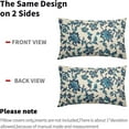 thumbnail image 5 of Navy Blue Teal Floral Block Print Lumbar Pillow Covers 12x20 Set of 2 Vintage Flower Modern Patterned Cream Rectangle Decorative Throw Pillow Cases Outdoor Farmhouse Decoration for Sofa Couch Bed, 5 of 6