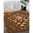thumbnail image 3 of Ahgly Company Machine Washable Indoor Square Transitional Red Brown Area Rugs, 3' Square, 3 of 7