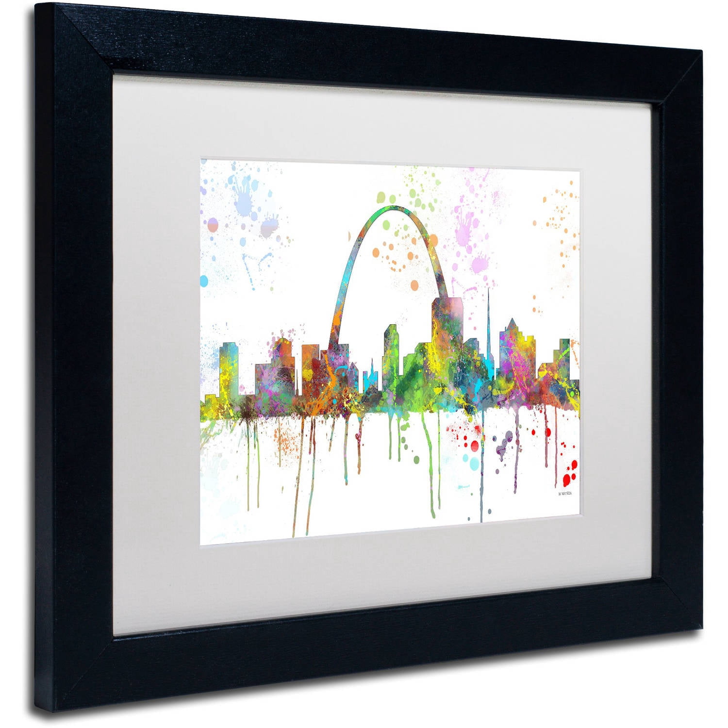 Trademark Fine Art "St Louis Missouri Skyline Mclr-1" Canvas Art by Marlene Watson, White Matte, Black Frame