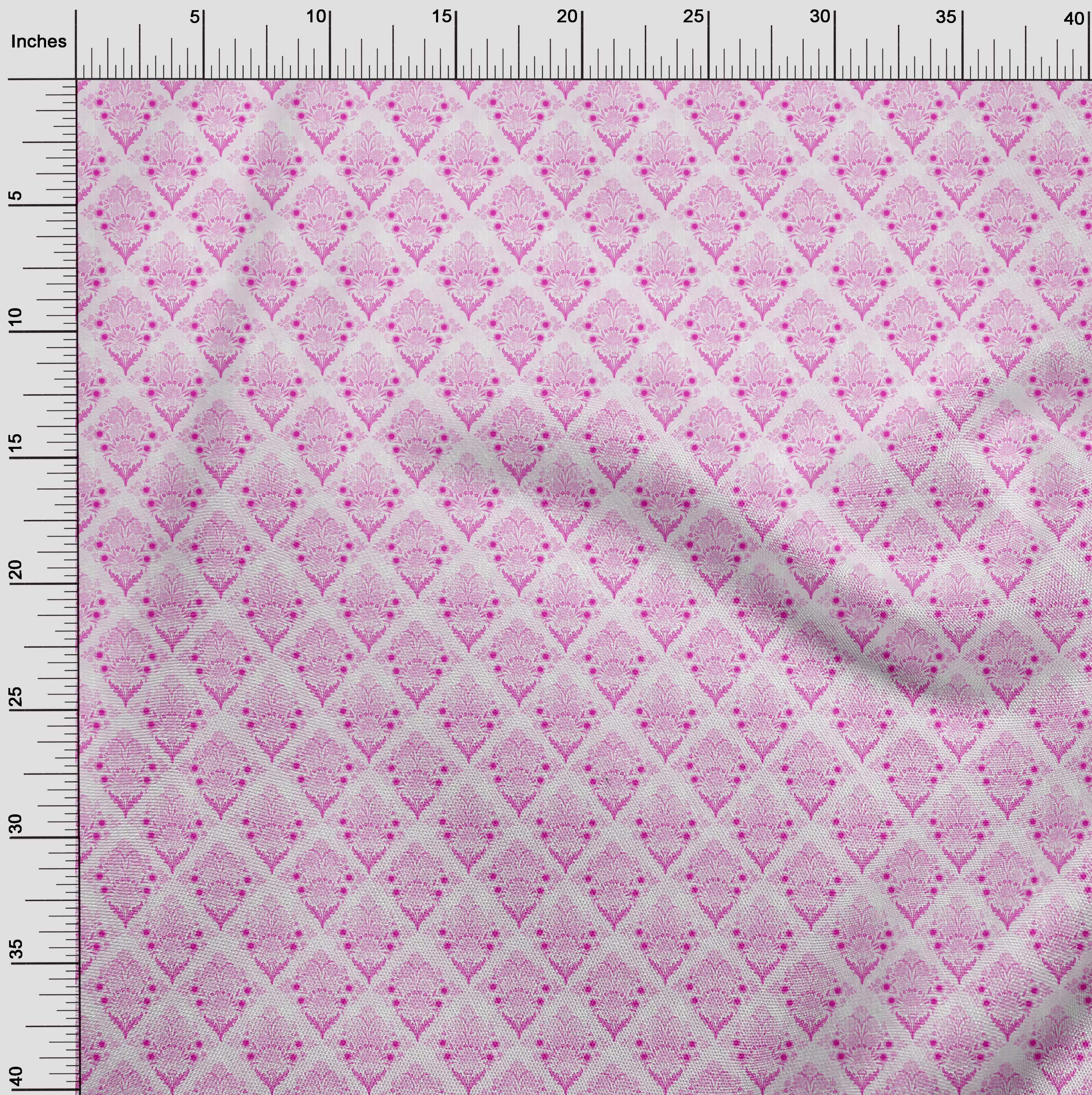 oneOone Cotton Cambric Fuschia Pink Fabric Asian Block Floral Diy Clothing Quilting Fabric Print Fabric By Yard 42 Inch Wide