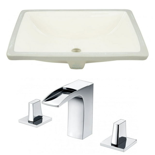 18.25-in. W CUPC Rectangle Bathroom Undermount Sink Set In Biscuit - Chrome Hardware AI-22902