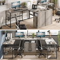 thumbnail image 6 of Bestier Reversible 60 inches L Shaped Computer Desk with Storage Cabinet Long Desk for 2 Person Wash Grey, 6 of 9