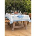thumbnail image 2 of Outdoor Tablecloth with Umbrella Hole and Zipper, Navy Blue Snowflake Rectangle Table Cloth 60x84 Inch Waterproof Tablecloth, Christmas Winter Vintage White Stripes Picnic Table Cover for Patio, 2 of 7