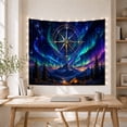 thumbnail image 5 of Golden Compass in Starry Mountain Campsite, Dreamy Celestial for Astronomy Fans, Mystical Night Art Decor, Housewarming Gift Tapestry Wall Hanging for Bedroom and Den, 5 of 7