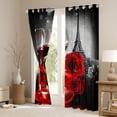 thumbnail image 3 of Red Rose Curtains, Romantic 3D Rose Blackout Curtains, Wine Glass Blossom Floral Window Curtains & Drapes, Eiffel Tower Flower Petals Window Treatments Valentine's Day Bedroom Decor, 38"X45", 3 of 5