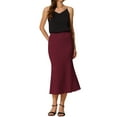 thumbnail image 2 of INSPIRE CHIC Women's Texture Stretchy Bodycon Mermaid Skirt Elastic High Waist Maxi Skirts S Wine Red, 2 of 6