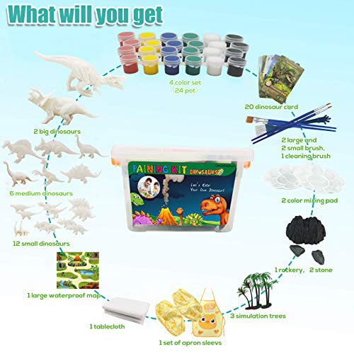 Dinosaurs Toys Supplies Party Favors for Boys Girls Ages 3 and Up,Eco-Friendly Material Beystadium Dinosaur Painting Kit Kids Crafts and Arts Set Painting Kit