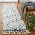 thumbnail image 3 of SAFAVIEH Moroccan Tassel Andreas Diamond Shag Area Rug, Ivory/Grey, 4' x 6', 3 of 10