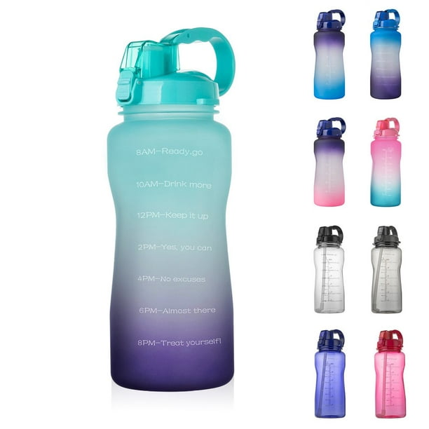 Buy 4tens Transparent Motivational Water Bottles with Time Marker GYM Big  Water Bottle with Straw & Handle Leakproof BPA Free Fitness Sports bottle  (2000 ml, Multicolor) Online at Best Prices in India 