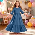 thumbnail image 6 of Trikvn Girls Maxi Dress Short Sleeve Ruffle Tiered Long Dresses with Side Pockets Casual Summer Loose Fit Flowy Sundress for Kids Beach Vacation Holiday Wear, 6 of 7