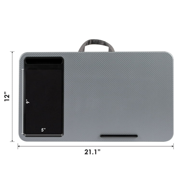 LAPGEAR Left Handed Home Office Lap Desk Fits up to 15.6 Laptops Silver Carbon