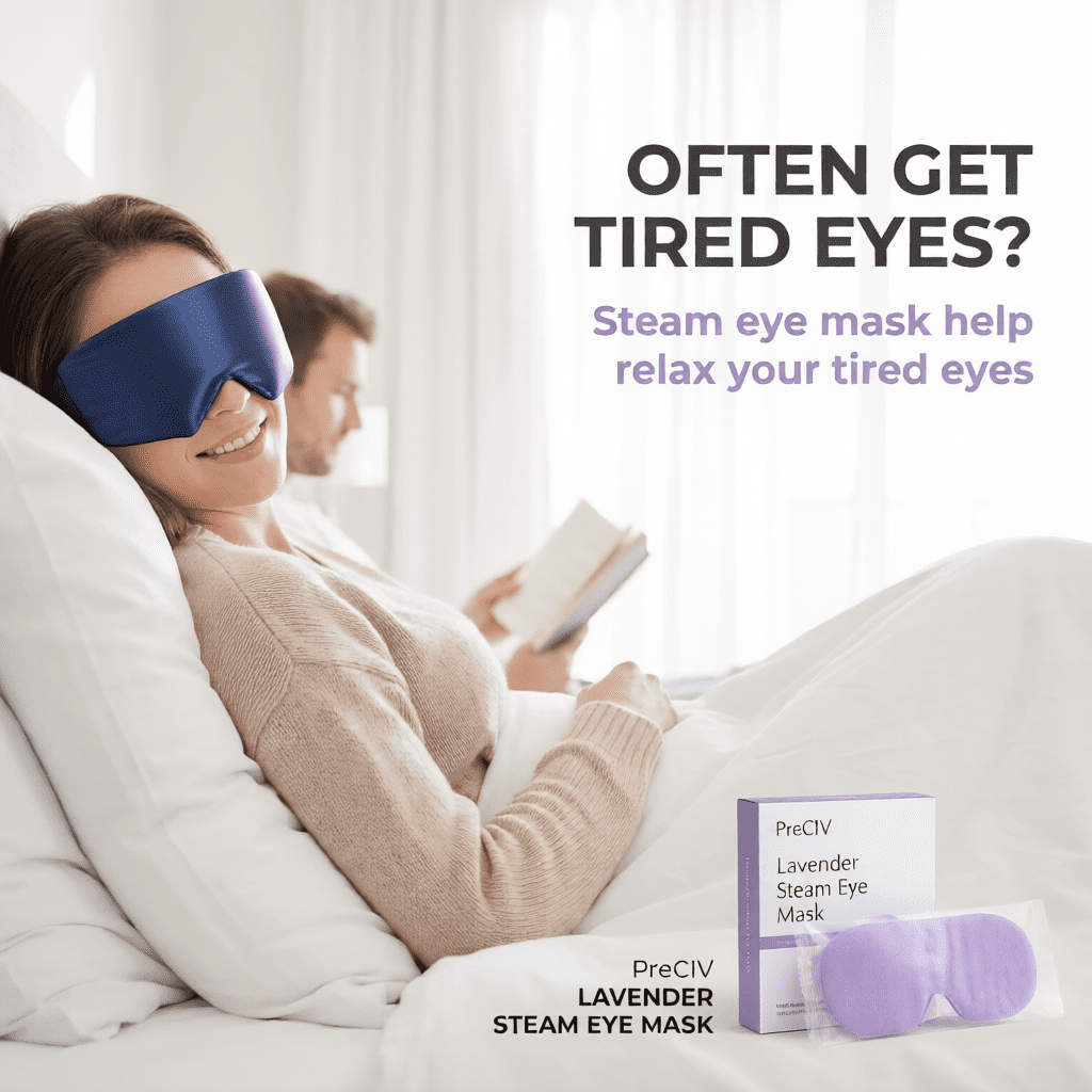 FACEMOON Heated Eye Mask – Warm Hot Eye Compress, Silk Sleep Mask for Travel/Office, Adjustable Heat & Timer, Washable Cover