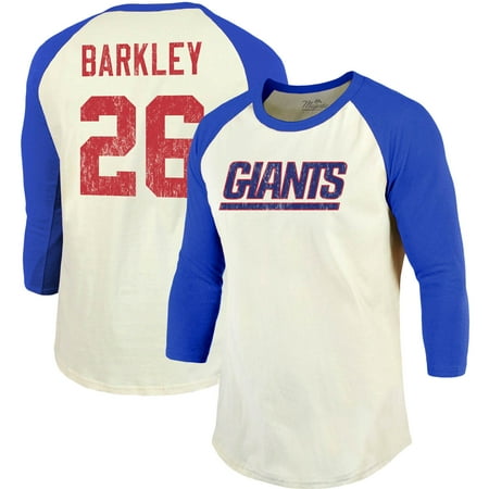 Saquon Barkley New York Giants Majestic Threads Vintage Inspired Player Name & Number 3/4-Sleeve Raglan T-Shirt -