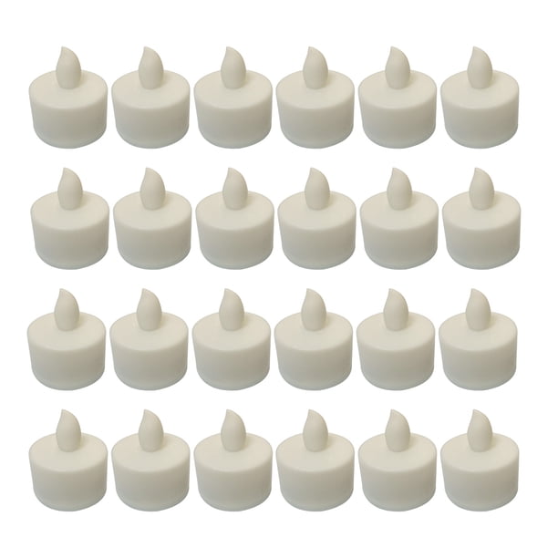 24 velas electrónicas LED sin llama, luces LED de té para cumpleaños, fiestas, habitaciones, ambiente blanco, luz amarilla