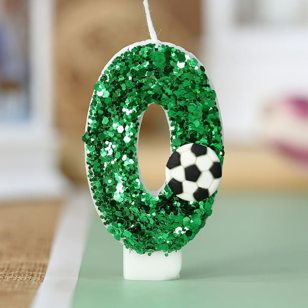 Vela de cumpleaños de fútbol | Adorno para tarta con número 9 y brillantina verde con diseño de balón de fútbol | Para cupcakes, pasteles y decoración de fiestas | Artículos para fiestas temáticas