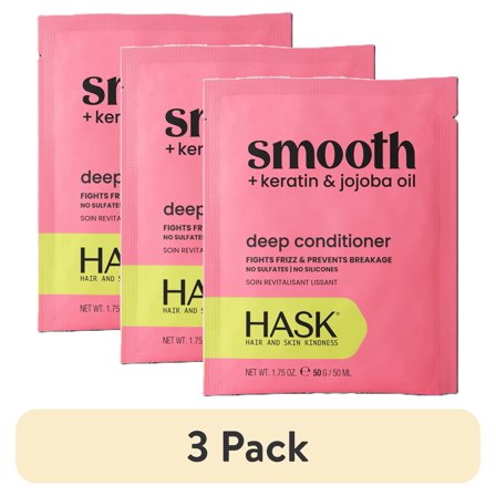 (3 pack) Hask Keratin Smoothing Deep Conditioner, 1.75 oz, Travel Size