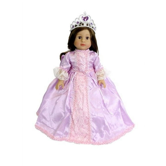 Pink and Purple Princess Gown with Crown -Compatible with 18" American Girl Dolls, Madame Alexander, Our Generation, etc. | 18 Inch Doll Clothes
