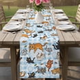 thumbnail image 4 of Blue Plaid Cat Table Runner 120 Inches, Funny Cute Fish Leaves Bubble Bed Runner Dresser Scarves Tabletop for Indoor Outdoor Parties/Ceremony/Banquet, 13"x 120", 4 of 8