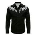thumbnail image 4 of HXWCHs Western Heritage Long Sleeve Casual Shirt Festive Print Button Front Durable Easy Care top for Men XXL Black, 4 of 4