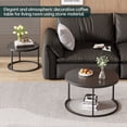 thumbnail image 5 of Set of 2 Nesting Coffee Tables,Black Sintered Stone Tabletop & Wrought Iron Frame, Modern Living Room Accent Furniture, 5 of 11