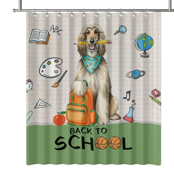 Hardworking Afghan Hound Ready Back to School New Year Classes Shower Curtain Dog Lover Waterproof Bathroom Bathtub Curtain - 12011