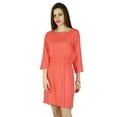 thumbnail image 3 of Phagun Summer Beach Dress Solid Short Length Long Sleeve Casual Women Sundress, 3 of 3