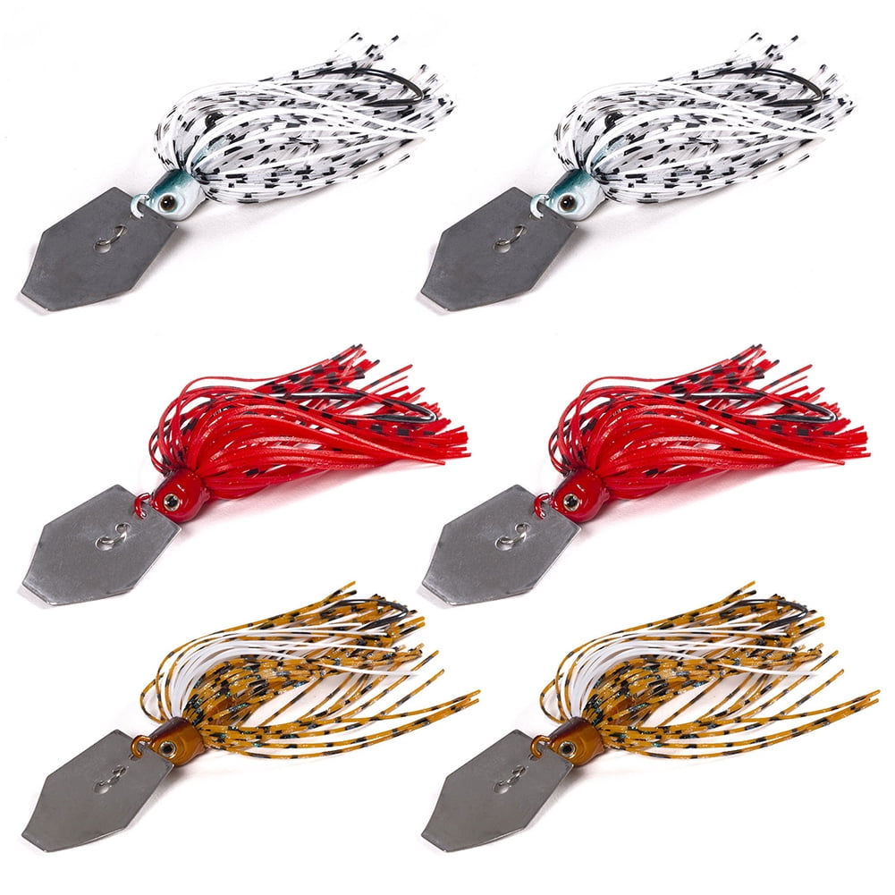 6PCS 10cm 11g Chatterbait Blade Bait with Rubber Skirt Buzzbait Fishing Lures 