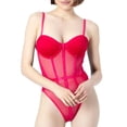 thumbnail image 2 of Ropa interior sexy de mujer con tirantes, corsé de malla y body., 2 of 8
