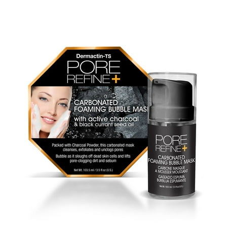 Dermactin-TS Pore Refine + Carbonated Foaming Bubble Mask with Carbonated Water, Charcoal & Black Currant Seed Oil 3.5 oz. (4-PACK) - Draws Out Dirt, Oil & Excessive Sebum, Moisturizes & Protects Skin