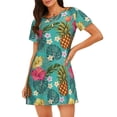 thumbnail image 1 of Disketp Pineapple para Camisón Corto de Manga Corta para Mujeres, Camisón Cómodo con Escote Redondo, Bonito y Confortable, 1 of 6