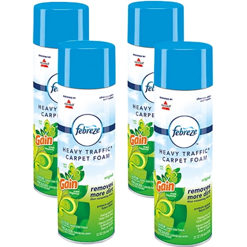 (4 pack) Febreze Heavy Traffic Foaming Carpet Cleaner, Gain, 22 Oz