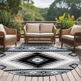 thumbnail image 5 of 7ft Washable Round Rug, Aztec Southwestern Non-Slip Circle Area Rug for Living Room Dining Room, Ethnic Tribal Style Geometric Blue Grey Indoor Floor Mat for Home Decor, 5 of 9