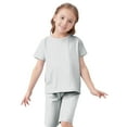thumbnail image 6 of Bovxnpu Boys Girls 2 Piece Outfits, Girl Short Set Cute T-Shirt Shorts, Toddler Kids Fashion Cute Solid Color Soft Short Sleeve Top Shorts Home Wear Suit 7 Years, 6 of 8