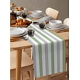 thumbnail image 6 of Ldtrchee Sage Green Grey Striped Table Runner 72 Inches, Farmhouse Sage Green Stripes Bed Runner Dresser Scarves Tabletop for Indoor Outdoor Parties/Ceremony/Banquet, 16" x 72", 6 of 8
