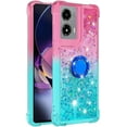thumbnail image 2 of Slim Fit Case for Motorola G Stylus 5G 2024,Shiny Bling Quicksand Effect TPU Bumper Ring Bracket Case,Four Corners Anti-Fall Protection Cover for Moto G Stylus 5G 2024,Pink Blue, 2 of 14