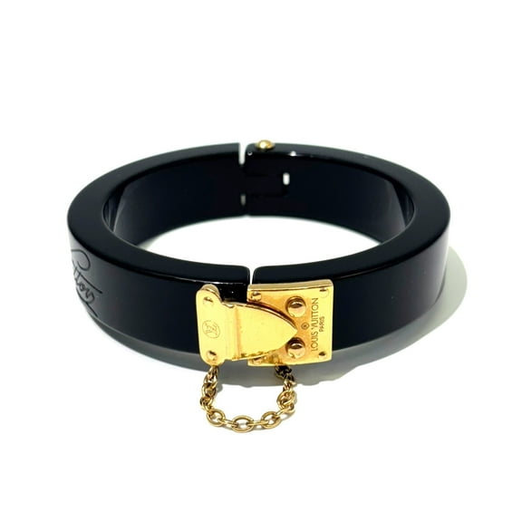 Pre-Owned Louis Vuitton Lockme Bangle Bracelet Black Gold Plastic M66761 LOUIS VUITTON (Good)