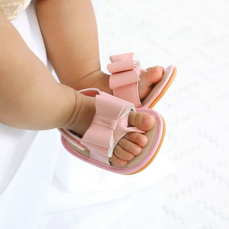 

Toddler Sandals Baby Shoes Sole Bow Shoes Rubber Non-Slip Baby Summer Soft Walking Flat Baby Shoes Boys Sandals