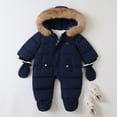 thumbnail image 2 of Hwmodou Baby Snowsuit Infant Boys Girls Winter Thicken Coat Hooded Pocket Jacket Snowsuits With Gloves Toddler Windproof Warm Jumpsuit Snow Wear Outerwear Activites Bodysuits,6-12M, 2 of 6