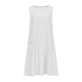 thumbnail image 3 of Women Cotton Linen Tank Dress 2025 Comfy Crew Neck Sleeveless Summer Casual Flowy Midi Dresses with Pockets, 3 of 5
