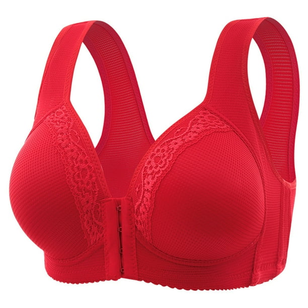 nsendm Female Underwear Adult Sports Bras for Women Bulk Women's  Comfortable and Sexy Front Button Bra with Lace No Steel RimRetract Sports  Bras(Red