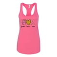 thumbnail image 3 of Peace Love Breast Cancer Awareness Breast Cancer Awareness Ladies Racerback Tank Top, Hot Pink, Large, 3 of 5