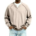 thumbnail image 2 of Men's Waffle V Neck Pullover Tee with Long Sleeves, Size S-4XL, 2 of 4