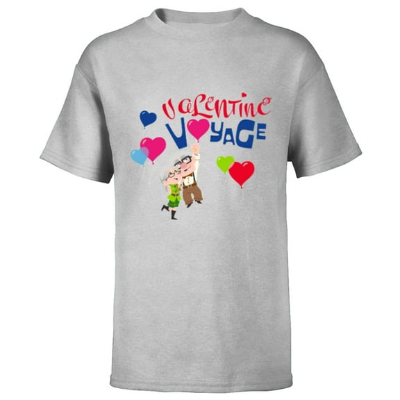 Disney and Pixar’s Up Carl and Ellie Valentine Voyage - Short Sleeve T-Shirt for Kids - Customized-Athletic Heather