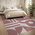 thumbnail image 3 of ODIKA 8'x10' White Mid Century Modern Abstract Washable Area Rug Geometric Loops and Shapes in Retro Style for King Size Bedroom Under Bed, Master Suite, Non-Shedding, Easy Care, 3 of 7