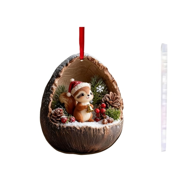 Colgante para Árbol de Navidad con Animales Del Bosque de 10 Cm, Regalo Navideño