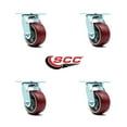 thumbnail image 2 of 4 Inch Poly on Aluminum Wheel Swivel Caster Set with Ball Bearings SCC, 2 of 2
