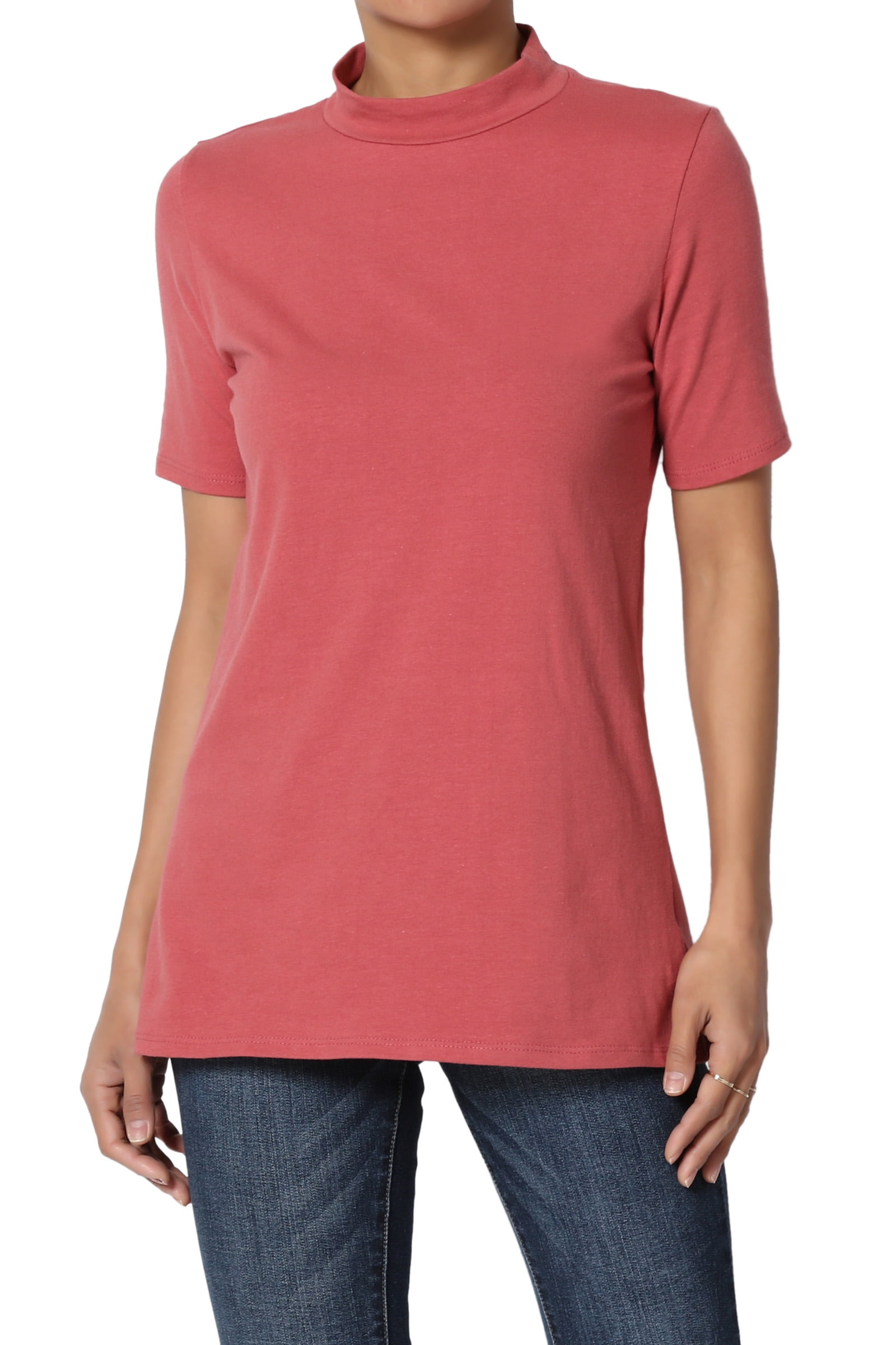 Download TheMogan - TheMogan Junior's PLUS Mock Neck Short Sleeve T ...