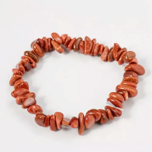EOEMY Natural Quartz Crystal Gravel Stretchy Bracelet Hand Strings Energy Gem Decor-Gold Sandstone Stone