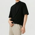 thumbnail image 5 of Leesechin Men Turtleneck Mock Neck T Shirts Short Sleeve Ribbed High Neck T-Shirt Tee, 5 of 8