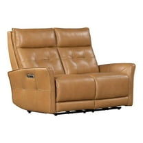 Pemberly Row Leather Zero Gravity Power Reclining Loveseat in Brown